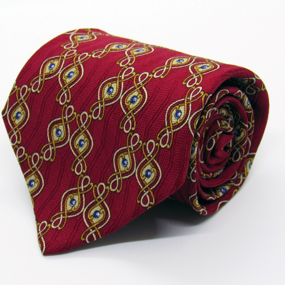 Valentino Cravatte Mens Necktie - Red, Gold, Blue
